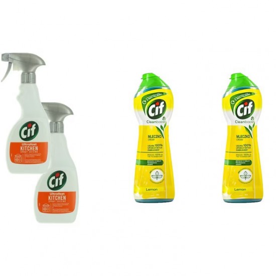 Pachet Promo: 2x Cif Spray  Bucatarie 500 Ml + 2x Cif Cream Lamaie 300 Ml