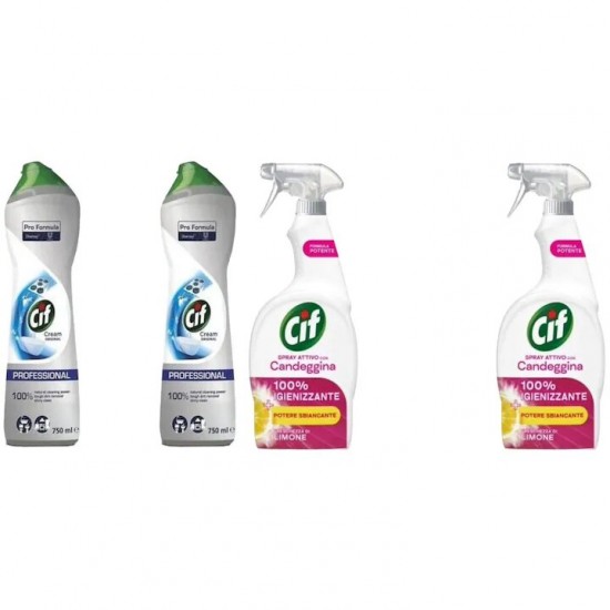 Pachet Promo: 2x Cif Professional Original 750 Ml + 2x Cif Spray Candeggina Lamaie 650 Ml