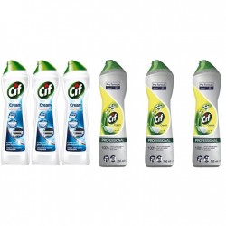 Pachet Promo: 3x Solutie Cif Cream Original 500 Ml + 3x Cif Professional Lemon 750 Ml