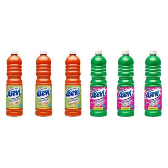 Pachet Promo: 3x Solutie Pardoseli Asevi 1l Portocala + 3x Solutie Pardoseli Asevi 1l Green