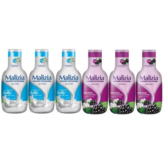 Pachet Promo: 3x Spumant De Baie Malizia Milk Cream  1l + 3x Spumant De Baie Malizia Mure Mora 1l