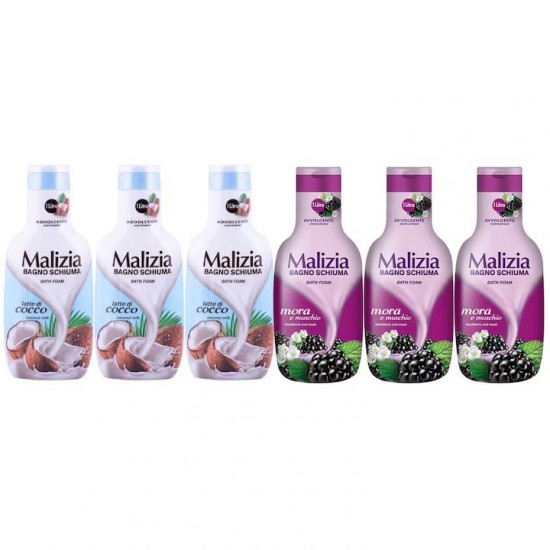 Pachet Promo: 3x Spumant De Baie Malizia Latte Di Cocco 1l + 3x Spumant De Baie Malizia Mure Mora 1l