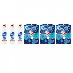 Pachet Promo: 3x Domestos White 750 Ml + 3x Domestos Power 5 Ocean 55 G