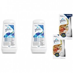 Pachet Promo: 2x Gel Odorizant Glade Marin 150 G + 2x Set Odorizant Electric Sense&spray Plus Rezerva Glade Sandalwood Si Jasmine 18 Ml