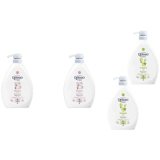 Pachet Promo: 2x Gel De Dus Dermomed Lime 1 L + 2x Gel De Dus Dermomed White Flower 1 L