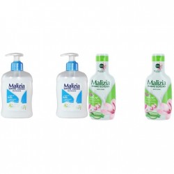 Pachet Promo: 2x Sapun Lichid Malizia Crema De Lapte 300 Ml + 2x Spumant De Baie Malizia Cu Aloe & Magnolia 1l