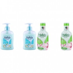 Pachet Promo: 2x Sapun Lichid Malizia  Muschio Bianco 300 Ml + 2x Spumant De Baie Malizia Cu Aloe & Magnolia 1l