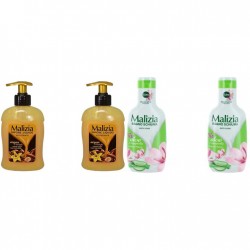 Pachet Promo: 2x Sapun Lichid Malizia Vanilie Si Argan 300 Ml + 2x Spumant De Baie Malizia Cu Aloe & Magnolia 1l