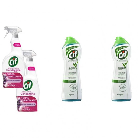 Pachet Promo: 2x Cif Spray Candeggina Lavanda 650 Ml + 2x Cif Cream Original 300 Ml