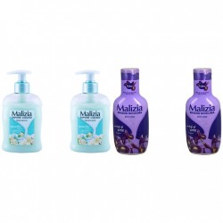 Pachet Promo: 2x Sapun Lichid Malizia  Muschio Bianco 300 Ml + 2x Spumant De Baie Malizia Cu Petale De Iris 1l