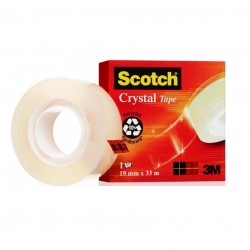 Banda Adeziva Transparent Cristal, Se Rupe Usor, 19mm X 33m, 3m - Scotch Crystal