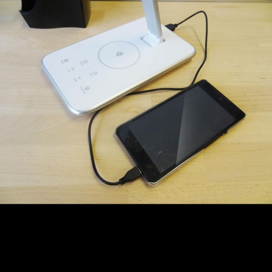 Lampa Unilux Led Jazz Metal, Design Ergonomic Elegant, 5 Nivele Intensitate, 3 Moduri Lumina Rece/cald, Senzor Pentru Adaptare La Lumina Ambientala, Aluminiu/abs, Culoare Gri