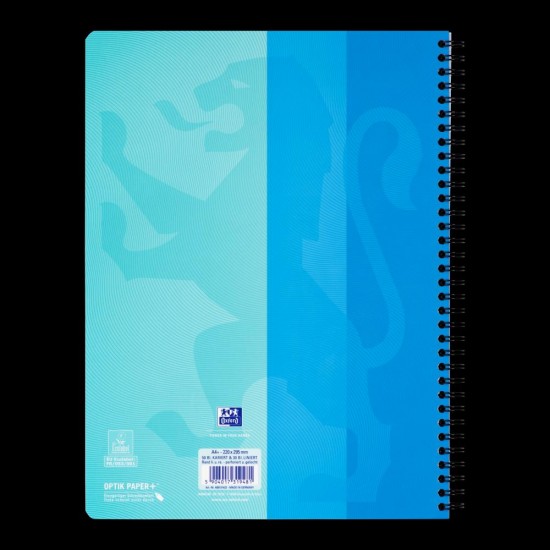 Caiet Oxford Touch Duo, A4+ 80f, Spira Dubla, Scribzee, Dictando+patratele, Culoare Albastru Aqua