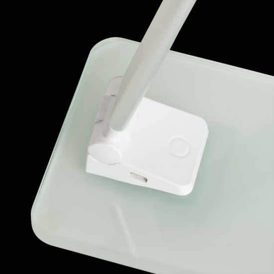 Lampa Unilux Led Popy, Design Contemporan, Mod Lampa De Noapte, Cablu Usb, Portabila, Baza Stabila Sticla 0.8cm, Aluminiu/sticla, Culoare Alb