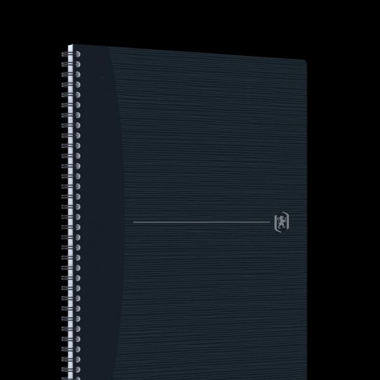 Caiet Oxford Origins, A4+ 70 File, Hartie Optik 90g/mp, Spira Dubla, Scribzee, Ecolabel, Coperta Plastifiata Flexibila, Microperforatii, Margini Liniate, Pagina Info Personale, Dictando, Culoare Negru