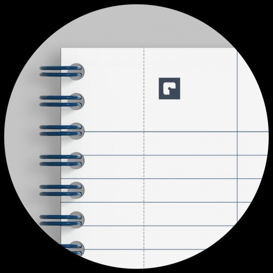 Caiet Oxford Origins, A4+ 70 File, Hartie Optik 90g/mp, Spira Dubla, Scribzee, Ecolabel, Coperta Plastifiata Flexibila, Microperforatii, Margini Liniate, Pagina Info Personale, Dictando, Culoare Albastru Inchis