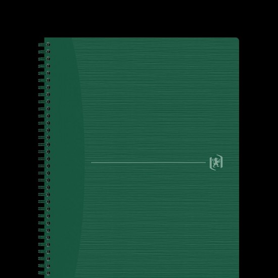 Caiet Oxford Origins, A4+ 70 File, Hartie Optik 90g/mp, Spira Dubla, Scribzee, Ecolabel, Coperta Plastifiata Flexibila, Microperforatii, Margini Liniate, Pagina Info Personale, Dictando, Culoare Verde