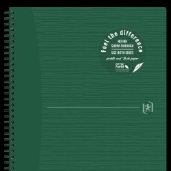 Caiet Oxford Origins, A4+ 70 File, Hartie Optik 90g/mp, Spira Dubla, Scribzee, Ecolabel, Coperta Plastifiata Flexibila, Microperforatii, Pagina Info Personale, Patratele, Culoare Verde