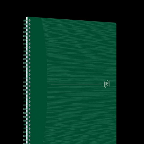 Caiet Oxford Origins, A4+ 70 File, Hartie Optik 90g/mp, Spira Dubla, Scribzee, Ecolabel, Coperta Plastifiata Flexibila, Microperforatii, Pagina Info Personale, Patratele, Culoare Verde