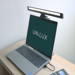 Lampa Unilux Led Visiolight, Rotatie 90Â°, Ideala Conferinte Video/zoom, Vlogging, Intensitate Reglabila 1%-100%, Lumina Rece/cald, Alimentare Usb 5v/1a, Cablu 1m, Portabila, Aluminiu/abs, Culoare Negru