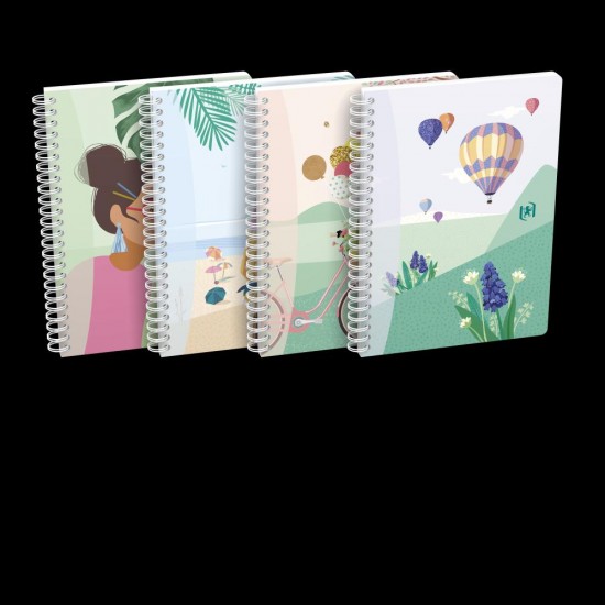 Caiet Oxford Horizons, A5 60f, Hartie Optik 90g/mp, Spira Dubla, Scribzee, Ecolabel, Coperta Flexibila, Pagina Info Personale, Dictando, Motive Diverse