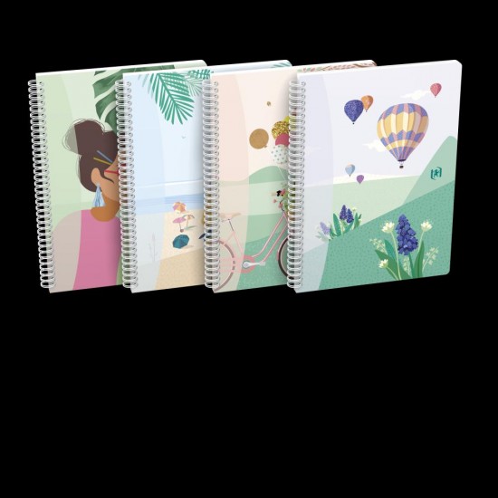 Caiet Oxford Horizons, B5 60f, Hartie Optik 90g/mp, Spira Dubla, Scribzee, Ecolabel, Coperta Flexibila, Pagina Info Personale, Patratele, Motive Diverse