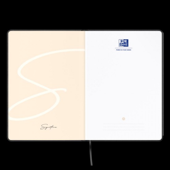 Caiet Premium Cu Elastic Oxford Signature, A5 80f, Hartie Optik 90g/mp, Scribzee, Coperta Rigida, Semn Carte, Buzunar Interior Pliabil Pe Coperta Spate, Colturi Rotunjite, Pagina Info Personale, Dictando, Culoare Negru