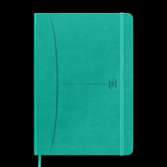 Caiet Premium Cu Elastic Oxford Signature, A5 104f, Hartie Optik 90g/mp, Scribzee, Coperta Rigida, Semn Carte, Buzunar Interior Pliabil Pe Coperta Spate, Colturi Rotunjite, Pagina Info Personale, Punctat, Culoare Turcoaz