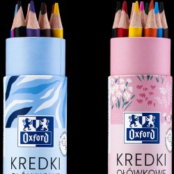 Creioane Colorate Oxford Kids, Varf 3mm, Sectiune Rotunda, Set 12 Culori, In Tub Carton, Diverse Motive