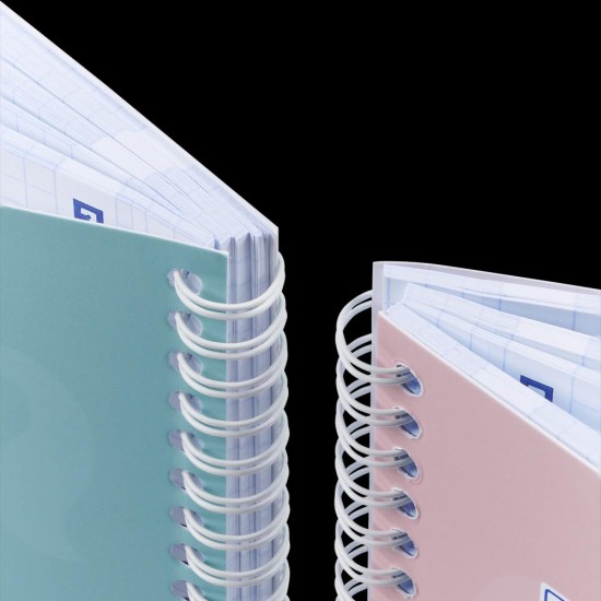 Caiet Oxford Touch Pastel, A4 80 File, Hartie Optik 90g/mp, Spira Dubla, Scribzee, Coperta Plastifiata Flexibila Soft Touch, Pefc, Patratele, Diverse Culori Pastel