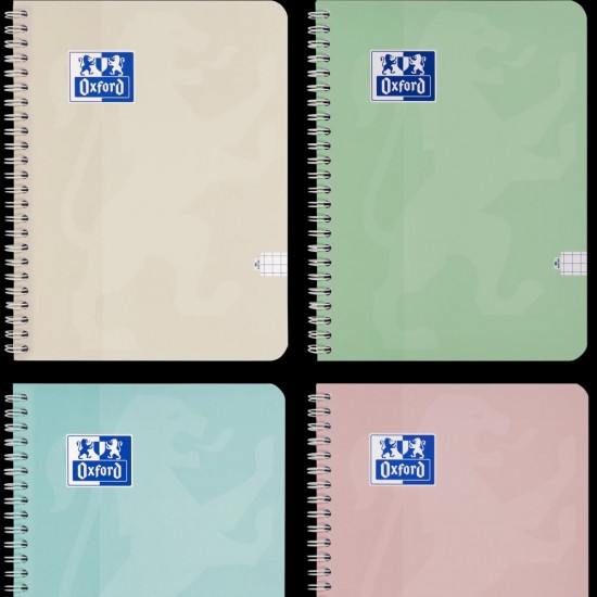 Caiet Oxford Touch Pastel, A4 80 File, Hartie Optik 90g/mp, Spira Dubla, Scribzee, Coperta Plastifiata Flexibila Soft Touch, Pefc, Patratele, Diverse Culori Pastel
