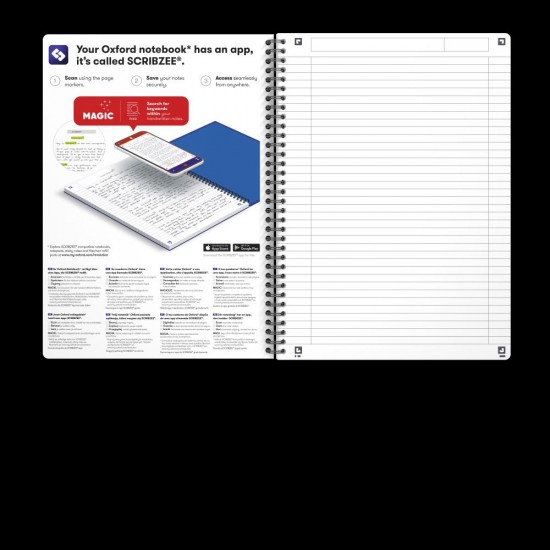 Caiet Organizator Oxford Office Oceanis, A4 90f, Hartie Optik 90g/mp, Spira Dubla, Scribzee, Coperta Pp, Pefc, Margini Duble Si Antet, Dictando, Diverse Culori