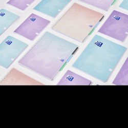 Caiet Organizator Oxford Project Book, A4 80f, Hartie Optik 90g/mp, Spira Dubla, Scribzee, Coperta Pp, Pefc, 4 Separatoare Colorate Repozitionabile, Microperforatii, Patratele, Gradient Pastel Diverse Culori