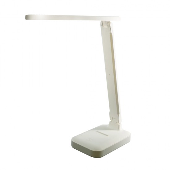 Lampa Unilux Led Kapa Portabila Pentru Birou, Design Modern Si Practic, Baterie Incorporata, Cablu Usb Inclus, Suport Telefon, Comutator Tactil 3 Niveluri, Material Abs, Culoare Alba