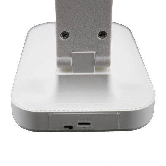 Lampa Unilux Led Kapa Portabila Pentru Birou, Design Modern Si Practic, Baterie Incorporata, Cablu Usb Inclus, Suport Telefon, Comutator Tactil 3 Niveluri, Material Abs, Culoare Alba