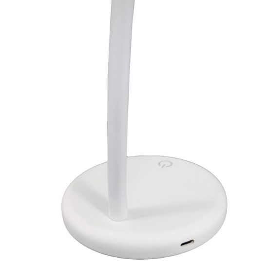 Lampa Unilux Led Lou Portabila Pentru Birou, Design Compact Cu Brat Flexibil, Comutator Tactil, Cablu Usb Inclus Tip C/tip A, Inaltime Max 30 Cm/min 20 Cm, Material Abs/silicon, Culoare Alb