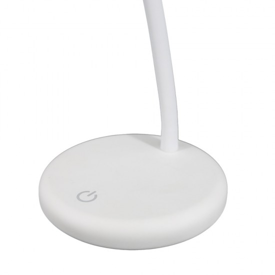 Lampa Unilux Led Lou Portabila Pentru Birou, Design Compact Cu Brat Flexibil, Comutator Tactil, Cablu Usb Inclus Tip C/tip A, Inaltime Max 30 Cm/min 20 Cm, Material Abs/silicon, Culoare Alb