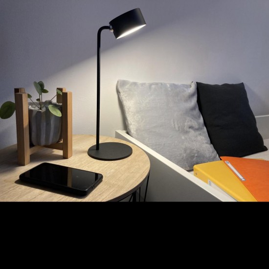 Lampa Unilux Led Sunset, Design Inovator, Cap Cu Bila Magnetica Rotativa 360Â°, Baterie 1800mah, 4h Iluminare Max, Buton Tactil Pentru Reglare Intensitate Si Culoare Lumina, Baza Antiderapanta, Metal/abs, Culoare Negru
