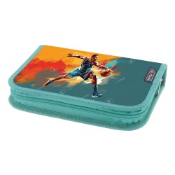 Penar Echipat 34 Piese Cu 2 Clape, Include Articole De Coloriaj, Articole Pentru Scris Si Sters, Fermoar Ascuns, Interior Textil, Dimensiune 13.5 X 19.5 X 3.5 Cm, Motiv Basketball