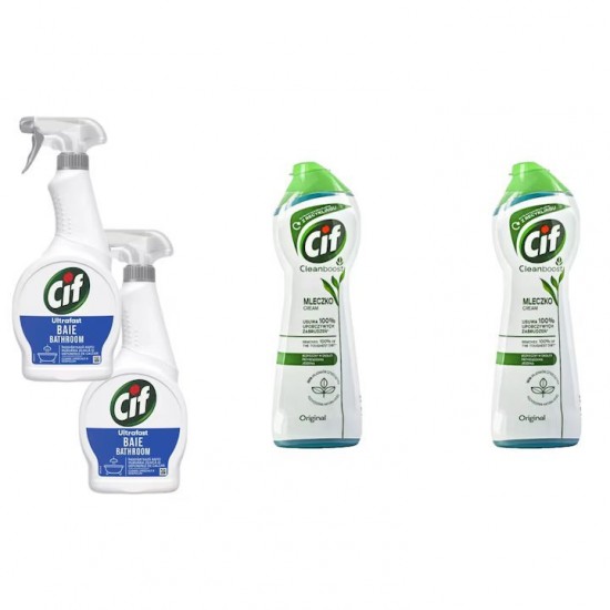 Pachet Promo: 2x Cif Spray  Baie 500 Ml + 2x Cif Cream Original 300 Ml