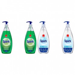 Pachet Promo: 2x Sano Spark Detergent Lichid Pentru Vase Parfum De Castravete Si Lamaie 1 L + 2x Sano Spark Detergent Lichid Pentru Vase Zero Coloranti Si Parfum 1 L