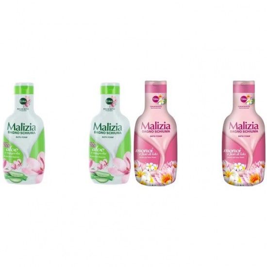 Pachet Promo: 2x Spumant De Baie Maliziacu Aloe & Magnolia 1l + 2x Spumant De Baie Malizia Cu Fiori Di Lotto 1l