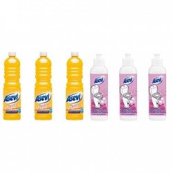Pachet Promo: 3x Solutie Pardoseli Asevi 1l Ceara + 3x Asevi Odorizant Lichid 24h Wc Chicle, 200ml