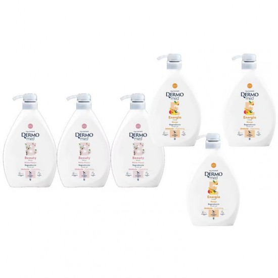 Pachet Promo: 3x Gel De Dus Dermomed Mango, 1 L + 3x Gel De Dus Dermomed White Flower 1 L