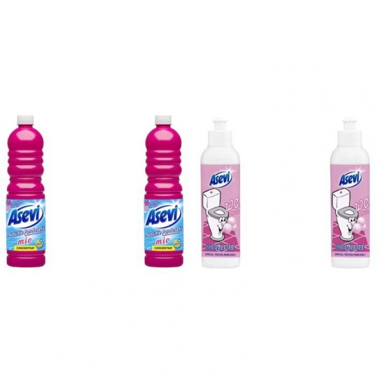 Pachet Promo: 2x Solutie Pardoseli Asevi 1l Mio + 2x Asevi Odorizant Lichid 24h Wc Chicle, 200ml