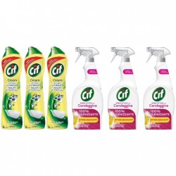 Pachet Promo: 3x Solutie Cif Cream Lemon 500 Ml + 3x Cif Spray Candeggina Lamaie 650 Ml