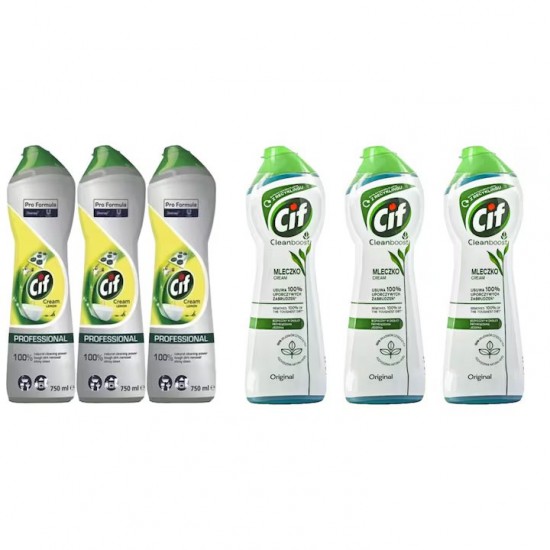 Pachet Promo: 3x Cif Professional Lemon 750 Ml + 3x Cif Cream Original 300 Ml