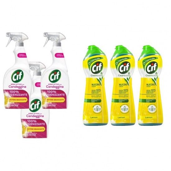 Pachet Promo: 3x Cif Spray Candeggina Lamaie 650 Ml + 3x Cif Cream Lemon 300 Ml
