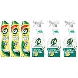 Pachet Promo: 3x Solutie Cif Cream Lemon 500 Ml + 3x Cif Vetri Briliant Bergamota 650 Ml