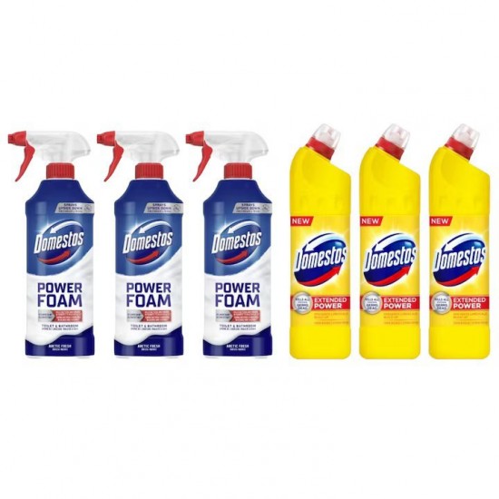 Pachet Promo: 3x Domestos Spray Spuma Baie Briza Marii 435 Ml + 3x Domestos Citrus 750 Ml